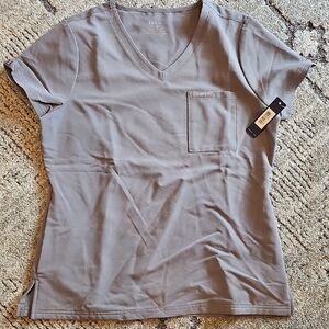 Jaanuu Women's Short Sleeve Gray V-Neck Tee